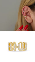 Gold CZ Pave Letter Initial Wide Ear Cuff - CW1EARCUFF0074 | Wholesale Stainless Steel Jewelry Catwalk Jewellery Europe
