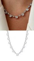 Silver CZ Solitaire Graduated Tennis Choker Necklace - CW1NKL00129 | Wholesale Stainless Steel Jewelry Catwalk Jewellery Europe