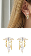 18K Gold Plated Stainless Steel Marquise CZ Chandelier Dangle Stud Earrings Wholesale - CW1VPEARNG00341 | Wholesale Stainless Steel Jewelry Catwalk Jewellery Europe