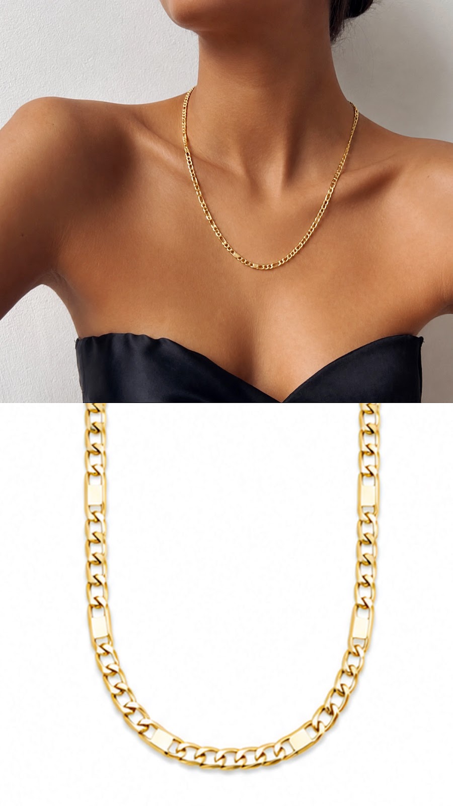 Gold Figaro Chain Necklace - CW1NKL0022 | Wholesale Stainless Steel Jewelry Catwalk Jewellery Europe