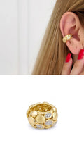 18K Gold Plated Stainless Steel Bubbly Textured Pave CZ Ear Cuff Wholesale - CW1EARCUFF00163 | Wholesale Stainless Steel Jewelry Catwalk Jewellery Europe