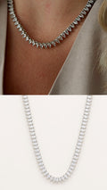 Silver Pear Cut CZ Solitaire Tennis Necklace - CW1NKL00149 | Wholesale Stainless Steel Jewelry Catwalk Jewellery Europe