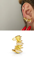 Gold CZ Pave Spiked Claw Crawler Ear Cuff - CW1EARCUFF00136 | Wholesale Stainless Steel Jewelry Catwalk Jewellery Europe