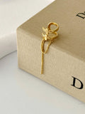 Gold CZ Pave Double Band Chain Dangle Ear Cuff - CW1EARCUFF00126 | Wholesale Stainless Steel Jewelry Catwalk Jewellery Europe
