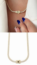 Gold CZ Solitaire Monaco Clasp Tennis Necklace - CW1NKL00146 | Wholesale Stainless Steel Jewelry Catwalk Jewellery Europe