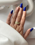Gold CZ Pave Curved Band Solitaire Ring wholesale jewelry RINGS Catwalk Jewellery Europe