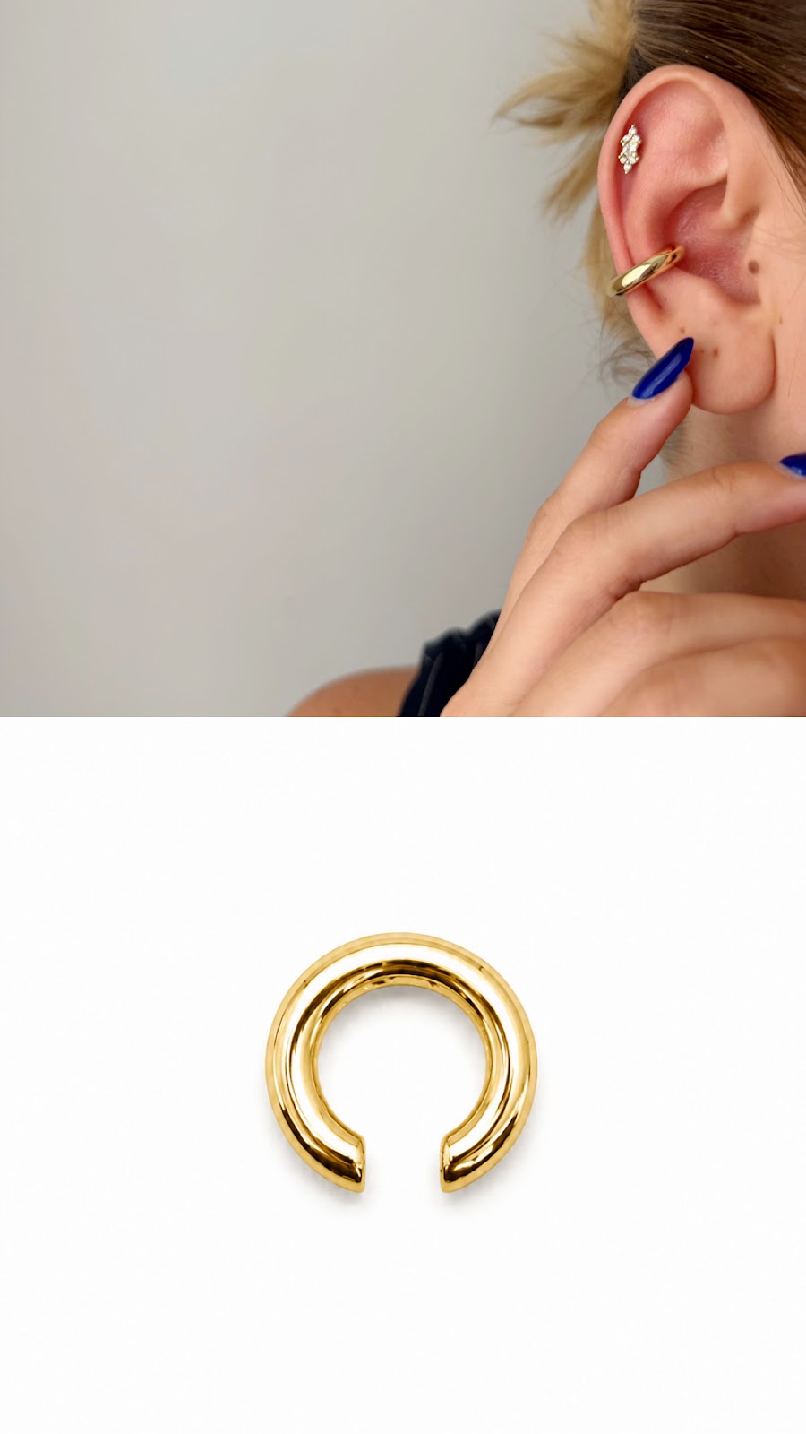 Silver Chunky Smooth Chubby Hoop Ear Cuff - CW1EARCUFF002 | Wholesale Stainless Steel Jewelry Catwalk Jewellery Europe