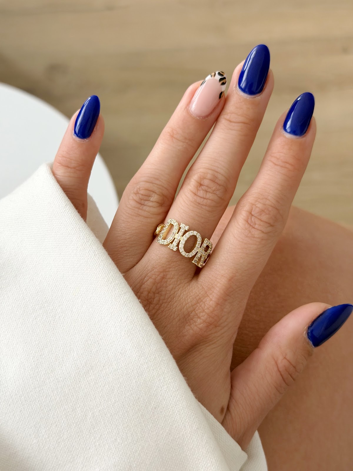 Gold CZ Pave Dior Letter Statement Ring - CW1RING0074 | Wholesale Stainless Steel Jewelry Catwalk Jewellery Europe