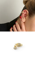 Gold CZ Pave Lock Charm Double Band Ear Cuff Alternate Angle - CW1EARCUFF00116 | Wholesale Stainless Steel Jewelry Catwalk Jewellery Europe