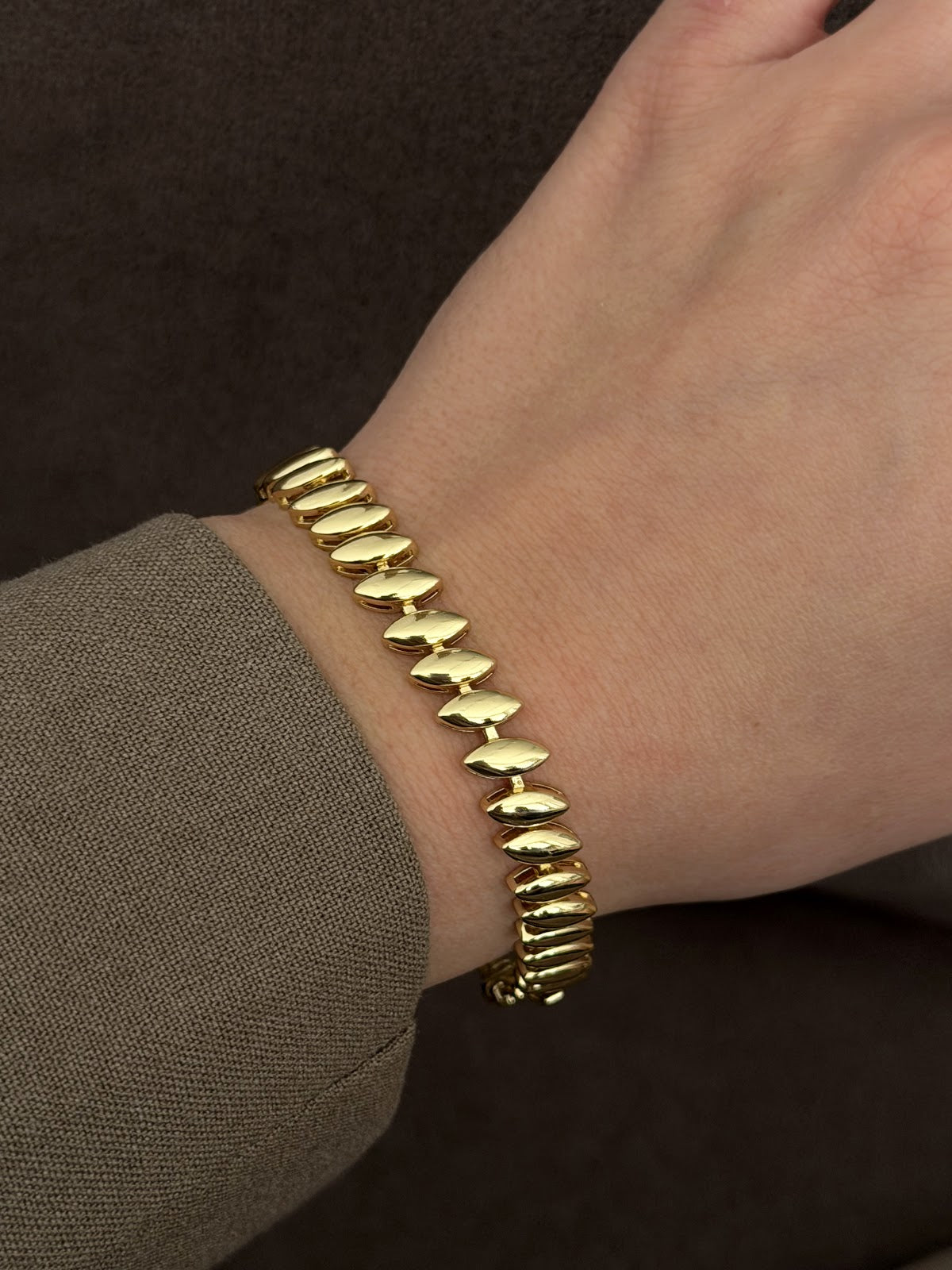 Gold Polished Marquise Leaf Link Bracelet - CW1VPBRCLT0021 | Wholesale Stainless Steel Jewelry Catwalk Jewellery Europe