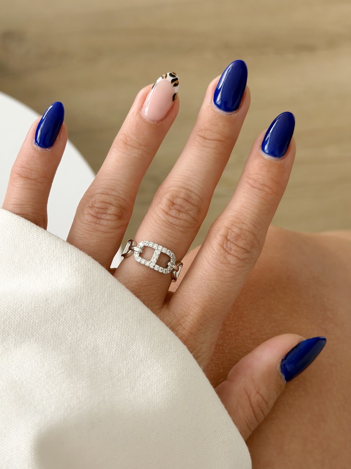 Silver CZ Pave Interlocking D Link Ring - CW1RING0068 | Wholesale Stainless Steel Jewelry Catwalk Jewellery Europe