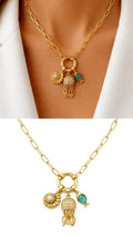 18K Gold Plated Stainless Steel Ocean Nautical Jellyfish Seashell Fish Charm Necklace Wholesale - CW1NKL00161 | Wholesale Stainless Steel Jewelry Catwalk Jewellery Europe