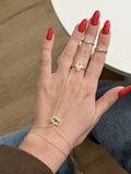 Gold CZ Pave Eyelash Evil Eye Turquoise Bead Hand Chain - CW1HANDCHAIN00103 | Wholesale Stainless Steel Jewelry Catwalk Jewellery Europe