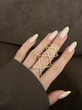 Gold CZ Pave Articulated Full Finger Criss Cross Ring wholesale jewelry RINGS Catwalk Jewellery Europe