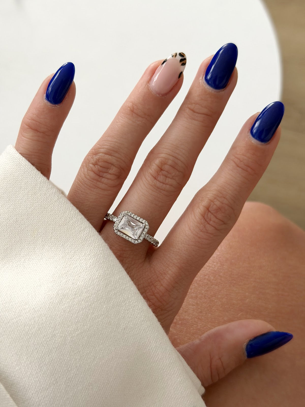 Silver Emerald Cut CZ Halo Engagement Ring - CW1RING00177 | Wholesale Stainless Steel Jewelry Catwalk Jewellery Europe