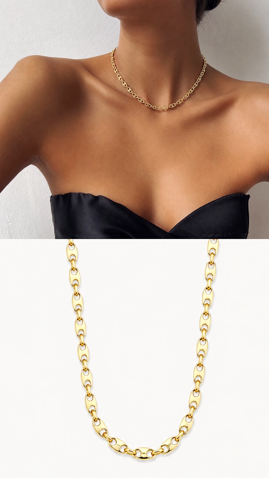 Gold Mariner Anchor Link Chain Necklace - CW1NKL0077 | Wholesale Stainless Steel Jewelry Catwalk Jewellery Europe