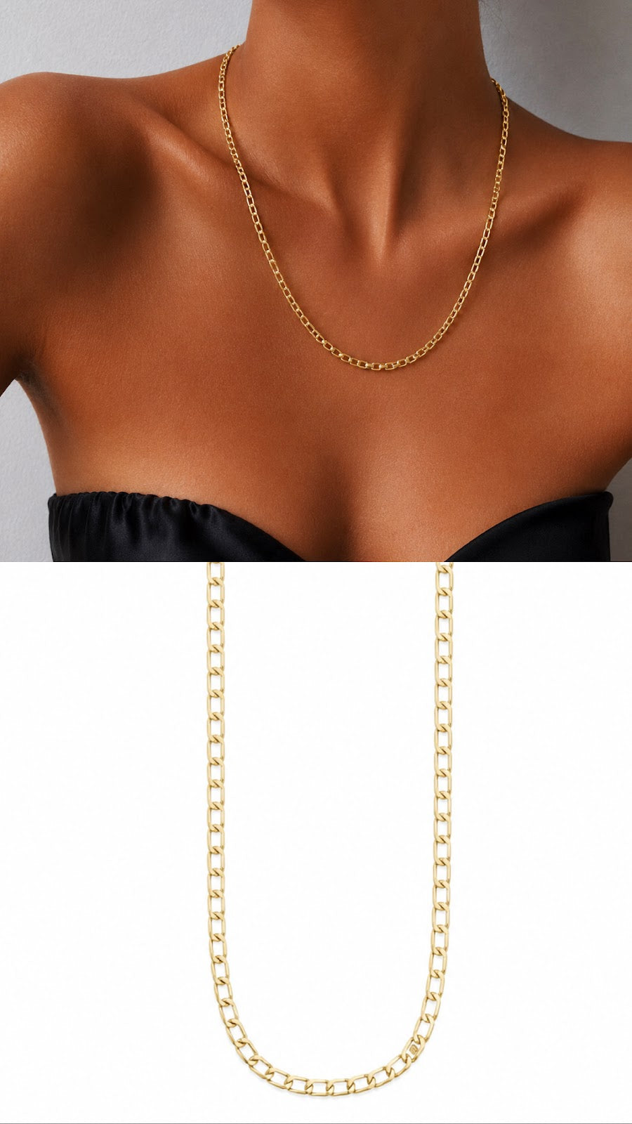 Gold Classic Curb Chain Necklace - CW1NKL001 | Wholesale Stainless Steel Jewelry Catwalk Jewellery Europe