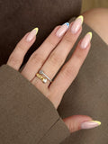 Gold Open Bypass Curb Chain CZ Accent Ring wholesale jewelry RINGS Catwalk Jewellery Europe