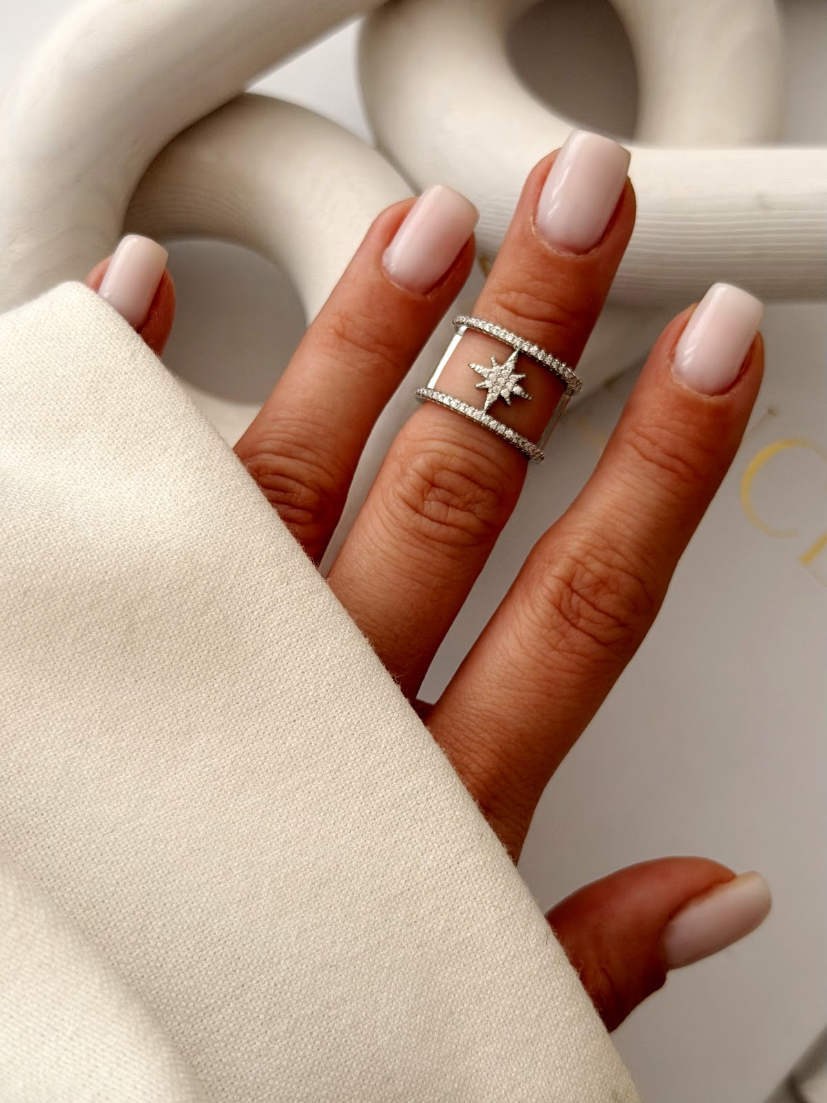 Silver CZ Pave North Star Double Band Ring wholesale jewelry RINGS Catwalk Jewellery Europe