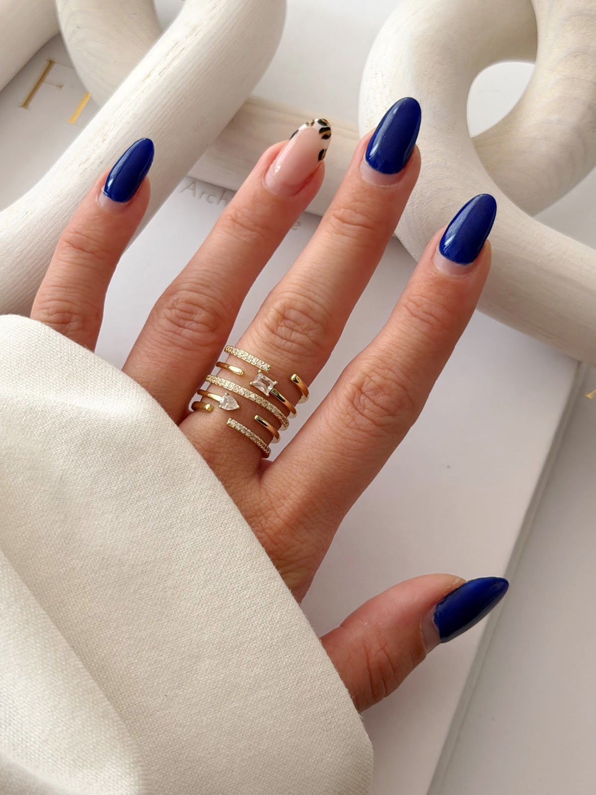 Gold Multi Layer Wrap Baguette And Pear CZ Open Ring Alternate Angle - CW1RING00195 | Wholesale Stainless Steel Jewelry Catwalk Jewellery Europe