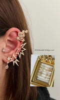Gold CZ Pave Star Burst Cluster 5 Piece Earring Ear Cuff Set - CW1EARCUFF00158 | Wholesale Stainless Steel Jewelry Catwalk Jewellery Europe