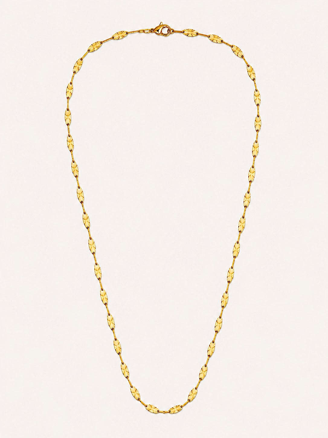 Gold Starburst Etched Marquise Station Chain Necklace - CW1NKL0010 | Wholesale Stainless Steel Jewelry Catwalk Jewellery Europe