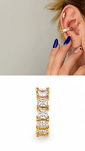 Gold Princess Cut CZ Eternity Band Ear Cuff - CW1EARCUFF009 | Wholesale Stainless Steel Jewelry Catwalk Jewellery Europe