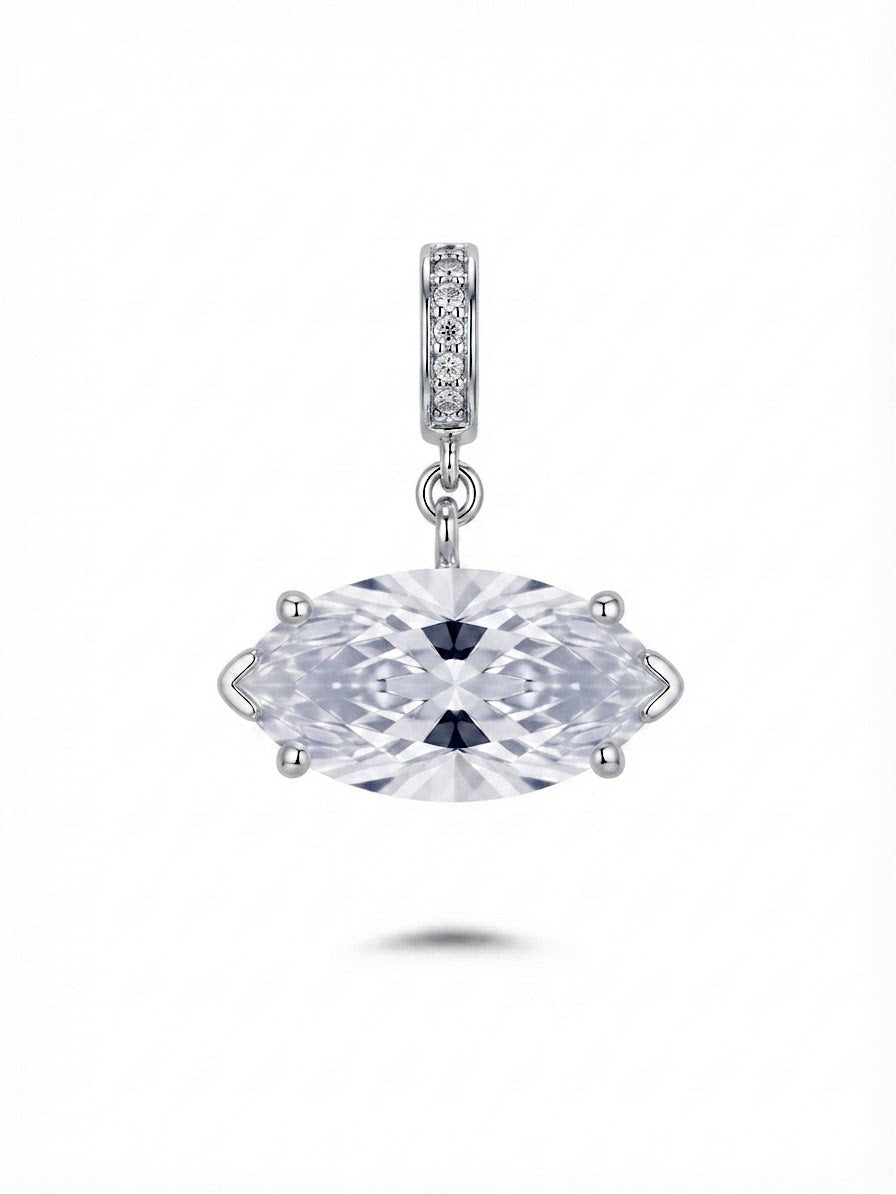 Silver Marquise Cut CZ Solitaire Pendant Charm - CW1PENDANT004 | Wholesale Stainless Steel Jewelry Catwalk Jewellery Europe