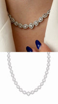Silver CZ Pave Multi Shape Halo Tennis Necklace - CW1NKL00139 | Wholesale Stainless Steel Jewelry Catwalk Jewellery Europe