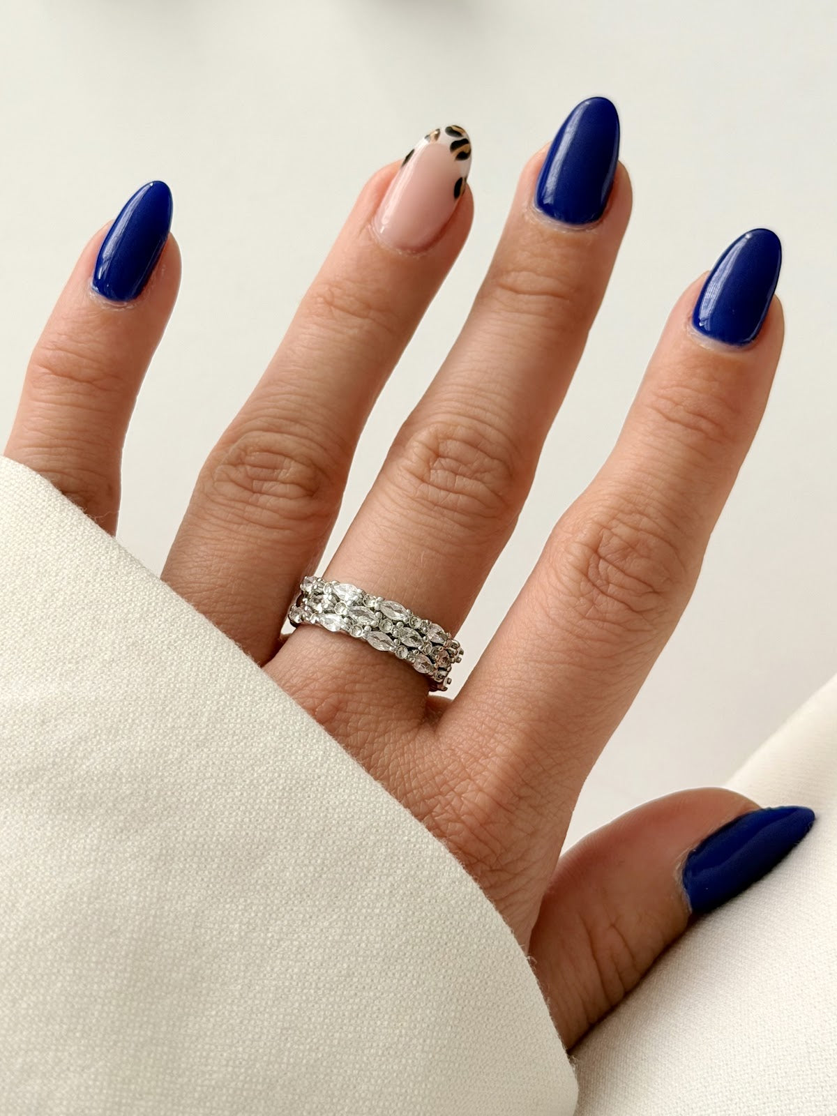 Silver Triple Row Marquise CZ Cluster Eternity Band Ring - CW1RING00188 | Wholesale Stainless Steel Jewelry Catwalk Jewellery Europe