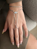 Silver CZ Pave Evil Eye Flat Disc Chain Hand Chain - CW1HANDCHAIN0093 | Wholesale Stainless Steel Jewelry Catwalk Jewellery Europe