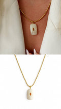 18K Gold Plated Stainless Steel Mother Of Pearl Resin CZ Pendant Ball Chain Necklace Wholesale - CW1NKL00170 | Wholesale Stainless Steel Jewelry Catwalk Jewellery Europe