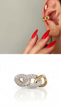 Gold CZ Pave Curb Chain Link Ear Cuff - CW1EARCUFF0027 | Wholesale Stainless Steel Jewelry Catwalk Jewellery Europe