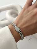 Silver Iced Out CZ Pave Curb Chain Bracelet - CW1VPBRCLT00272 | Wholesale Stainless Steel Jewelry Catwalk Jewellery Europe