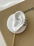 Silver Baguette CZ Triple Band Ear Cuff - CW1EARCUFF0021 | Wholesale Stainless Steel Jewelry Catwalk Jewellery Europe