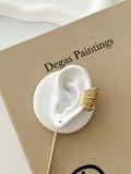 Gold CZ Pave Multi Strand Wide Ear Cuff - CW1EARCUFF0022 | Wholesale Stainless Steel Jewelry Catwalk Jewellery Europe