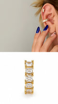 Gold Princess Cut CZ Eternity Band Ear Cuff - CW1EARCUFF009 | Wholesale Stainless Steel Jewelry Catwalk Jewellery Europe