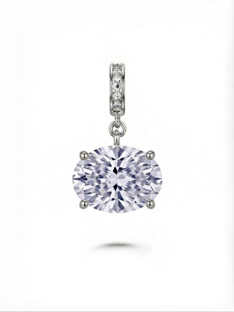 Silver Oval Cut CZ Solitaire Pendant Charm - CW1PENDANT001 | Wholesale Stainless Steel Jewelry Catwalk Jewellery Europe