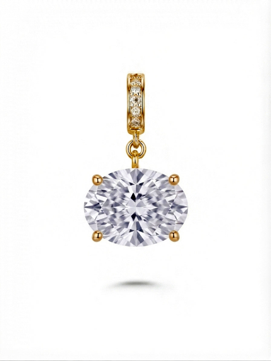 Gold Oval Cut CZ Solitaire Pendant Charm - CW1PENDANT002 | Wholesale Stainless Steel Jewelry Catwalk Jewellery Europe