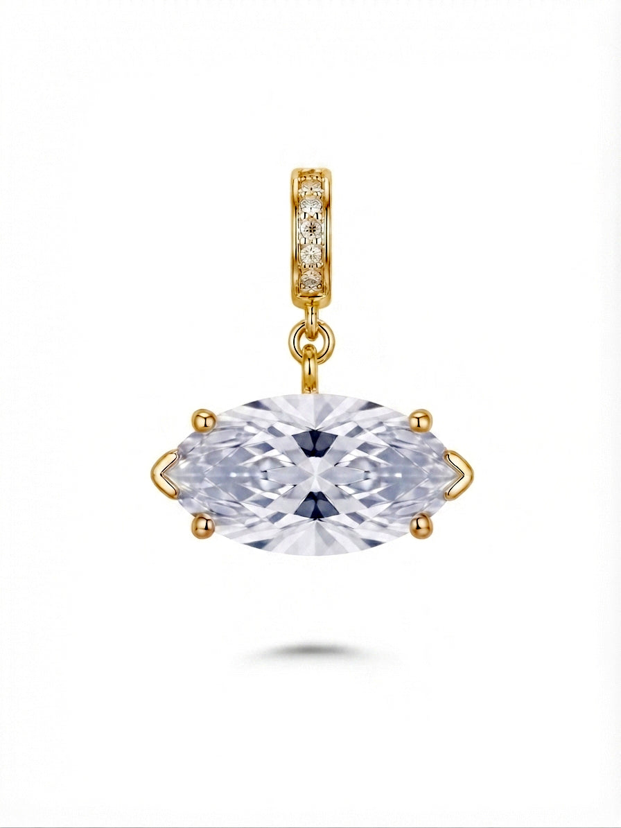 Gold Marquise Cut CZ Solitaire Pendant Charm - CW1PENDANT003 | Wholesale Stainless Steel Jewelry Catwalk Jewellery Europe