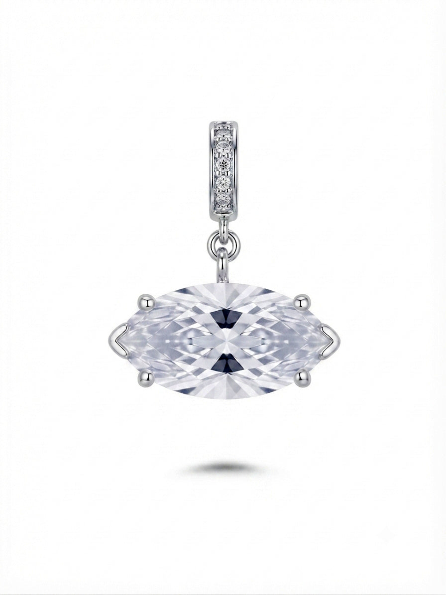 Silver Marquise Cut CZ Solitaire Pendant Charm - CW1PENDANT004 | Wholesale Stainless Steel Jewelry Catwalk Jewellery Europe