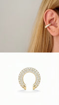 Gold CZ Pave Thick Dome Hoop Ear Cuff - CW1EARCUFF0023 | Wholesale Stainless Steel Jewelry Catwalk Jewellery Europe