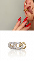 Gold CZ Pave Curb Chain Link Ear Cuff - CW1EARCUFF0027 | Wholesale Stainless Steel Jewelry Catwalk Jewellery Europe