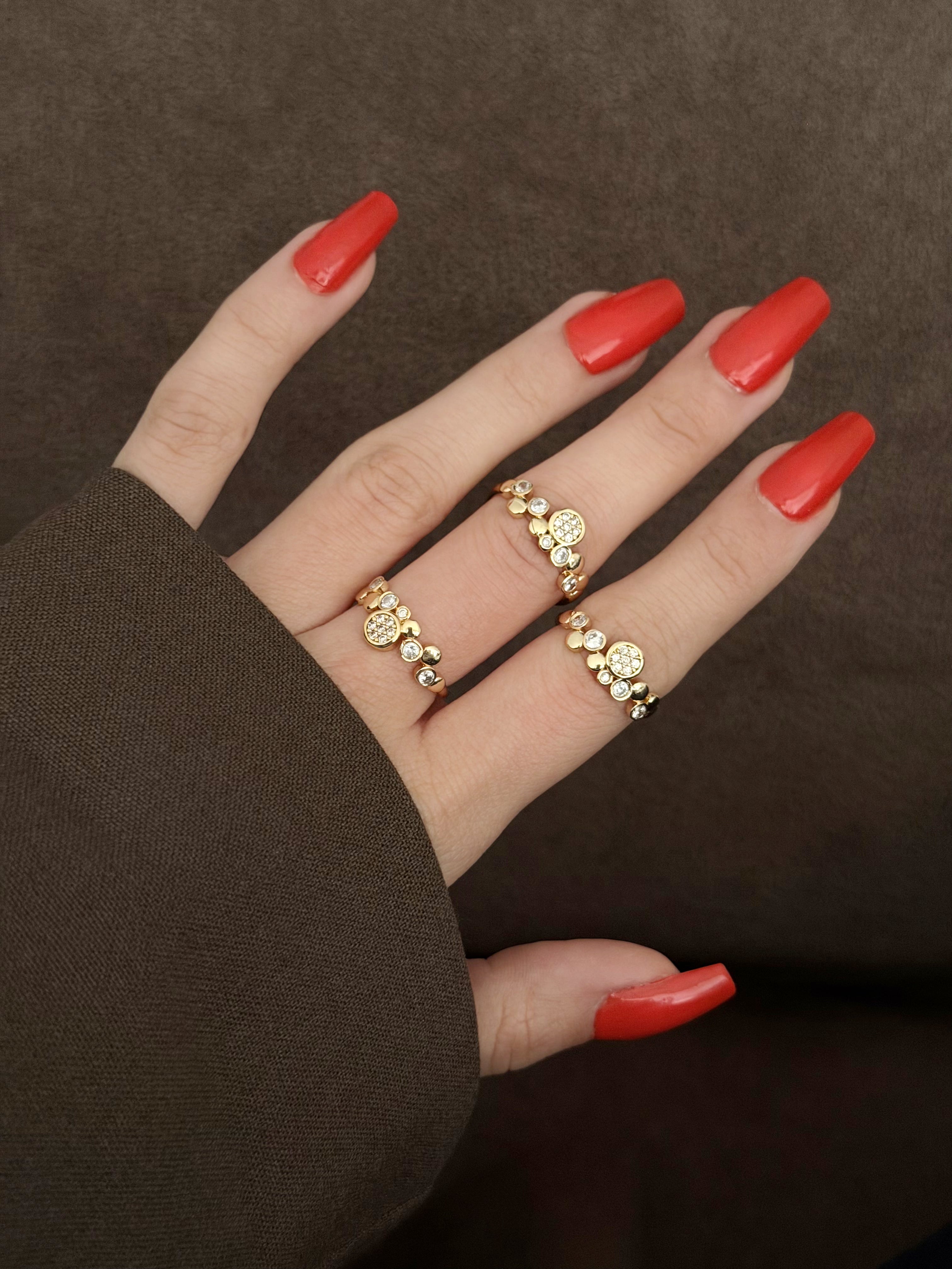 CW1RING0023-gold-cz-pave-cluster-bubble-band-ring-catwalkjewellery wholesale jewelry RINGS Catwalk Jewellery Europe