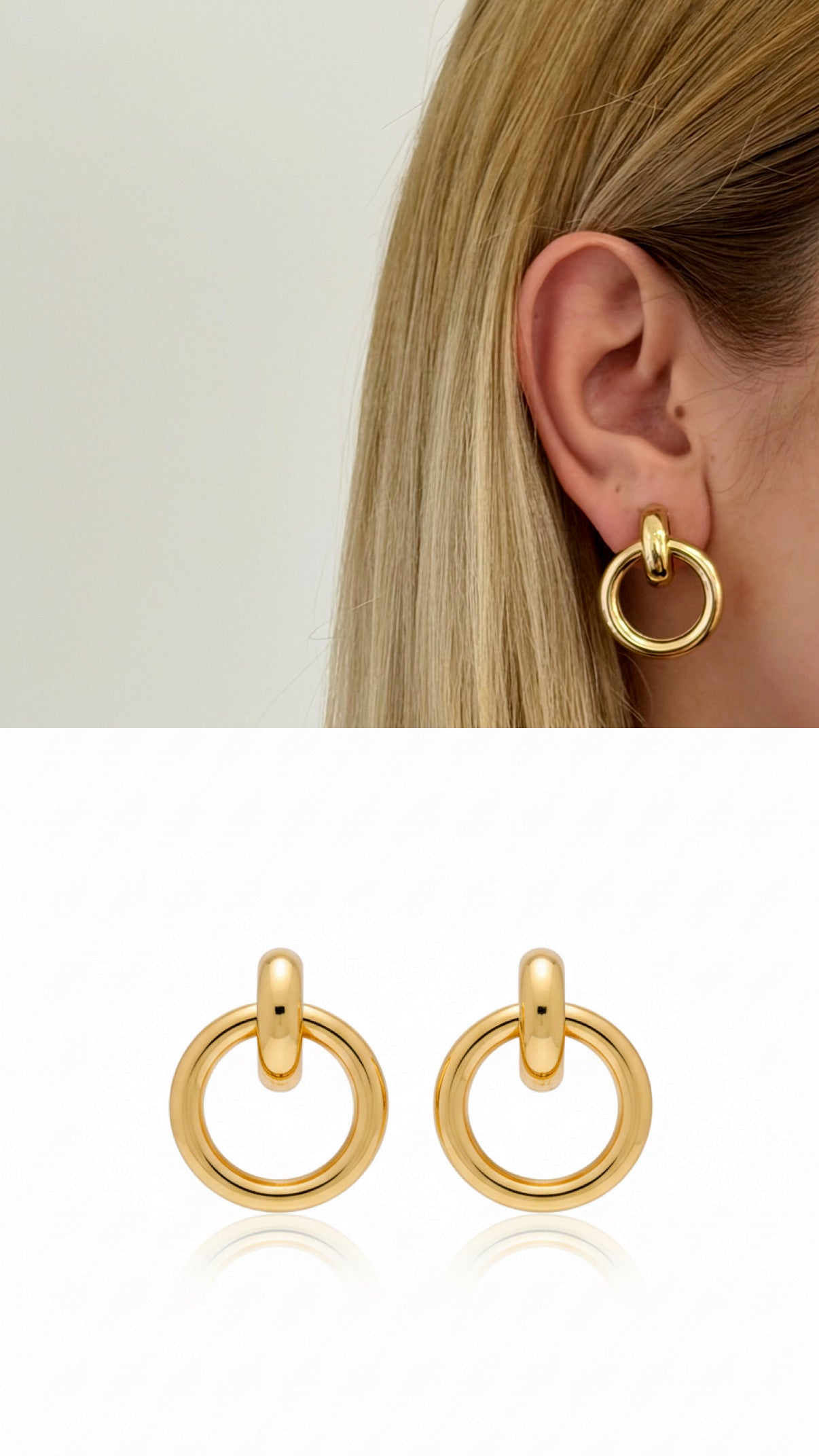 CW1VPEARNG0015-gold-interlocking-door-knocker-stud-earrings-catwalkjewellery wholesale jewelry VIP 14K EARRINGS  Catwalk Jewellery Europe
