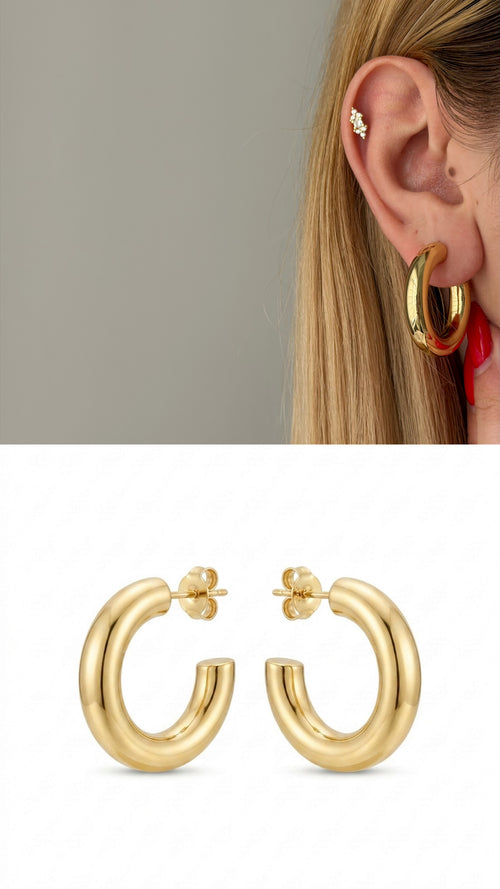 CW1VPEARNG0019_2-gold-chunky-tube-c-hoop-earrings-catwalkjewellery wholesale jewelry VIP 14K EARRINGS  Catwalk Jewellery Europe