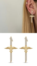 CW1VPEARNG0022_2-gold-cz-winged-sword-drop-earrings-catwalkjewellery wholesale jewelry VIP 14K EARRINGS  Catwalk Jewellery Europe