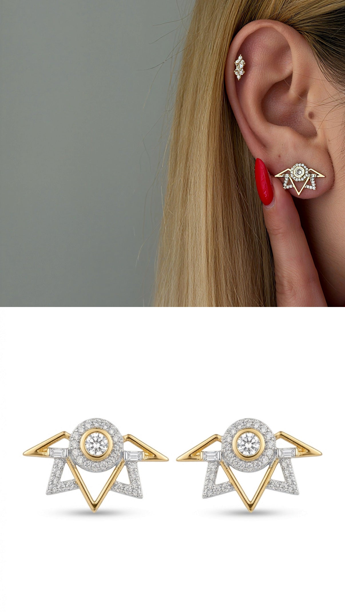Two-Tone Cubic Zirconia Vip 14k earrings  – Catwalk Jewellery wholesale jewelry VIP 14K EARRINGS  Catwalk Jewellery Europe