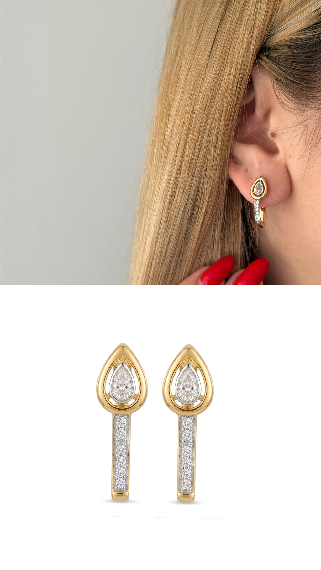 Two-Tone Cubic Zirconia Vip 14k earrings  – Catwalk Jewellery wholesale jewelry VIP 14K EARRINGS  Catwalk Jewellery Europe