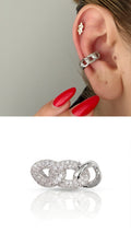 Silver CZ Pave Thick Dome Hoop Ear Cuff Alternate Angle - CW1EARCUFF00119 | Wholesale Stainless Steel Jewelry Catwalk Jewellery Europe